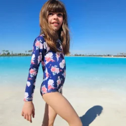 bodysuit roses azul Bodysuits UV mangas largas