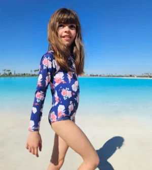 bodysuit roses azul Bodysuits UV mangas largas