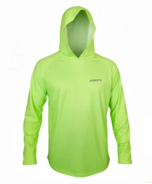 Remera capucha adulto verde fluo Remera UV Adulto con capucha