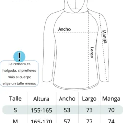 TABLA DE TALLES UV REMERA ADULTO CON CAPUCHA Remera UV Adulto con capucha