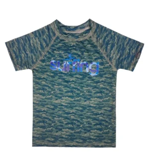 Remera camuflada surfing verde mc Remera UV Surfing camuflada mangas cortas
