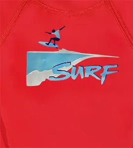 Remera m.largas Surf roja recorte Remera UV Surf mangas cortas