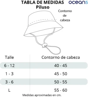 TABLA DE TALLES PILUSO 2026 Pilusos UV estampados nena